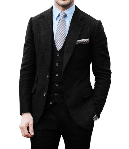 3 Pieces Men's Herringbone Business Suit