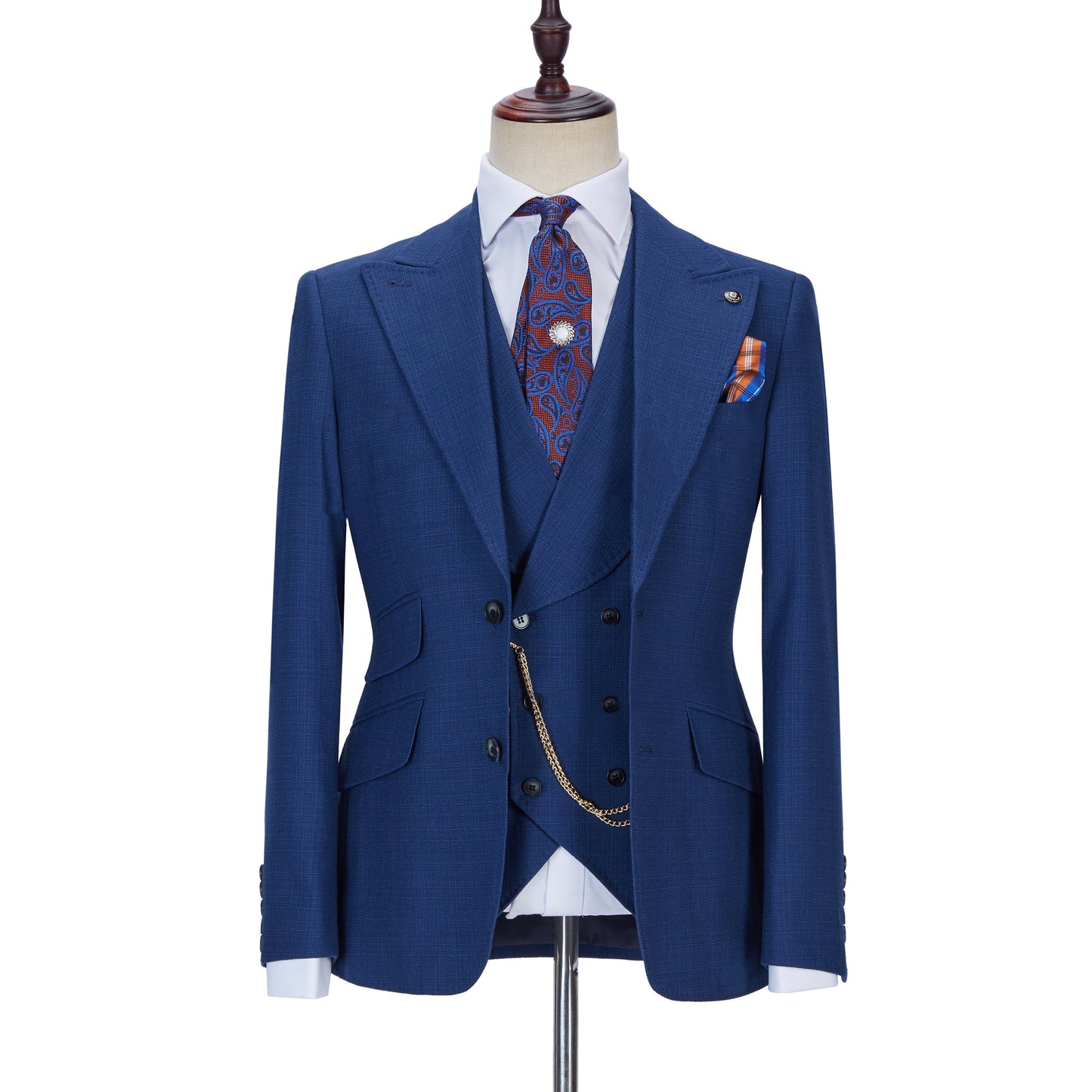 3 Pieces Men's Slim Fit Peak Lapel Suit