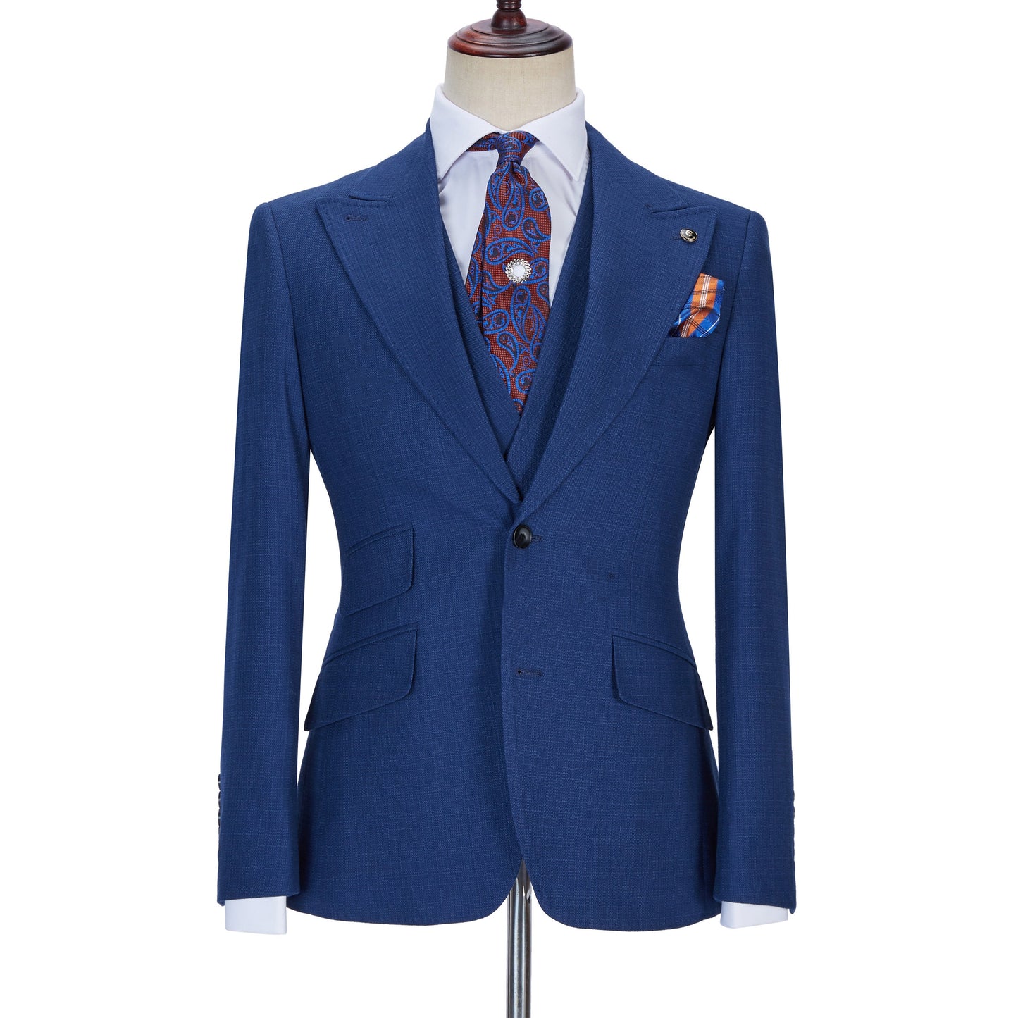 3 Pieces Men's Slim Fit Peak Lapel Suit