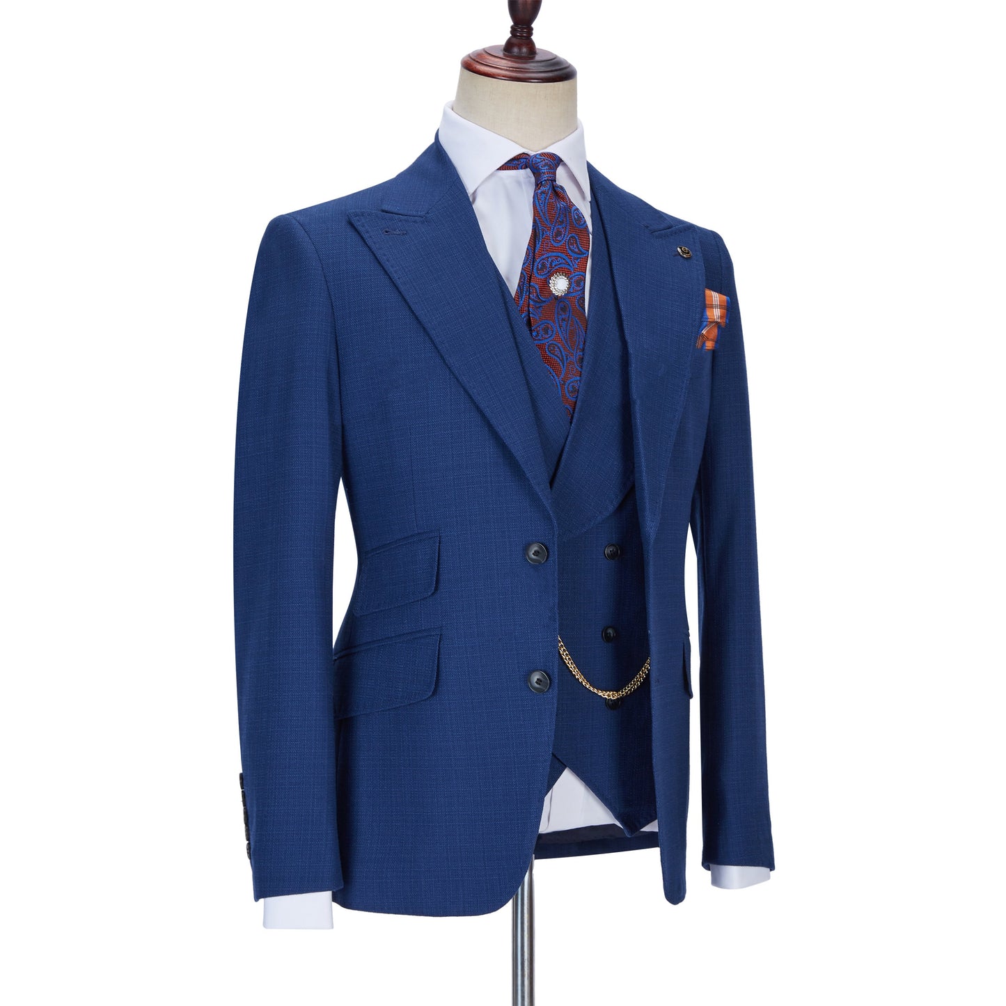 3 Pieces Men's Slim Fit Peak Lapel Suit