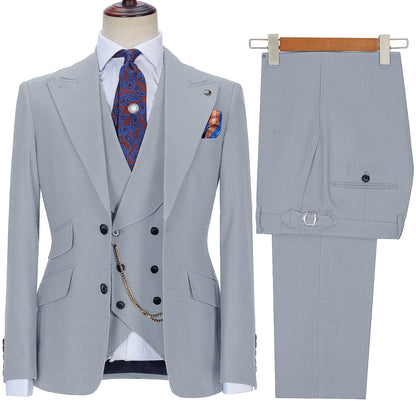 3 Pieces Men's Slim Fit Peak Lapel Suit