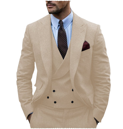 3 Pieces Men's Herringbone Suit