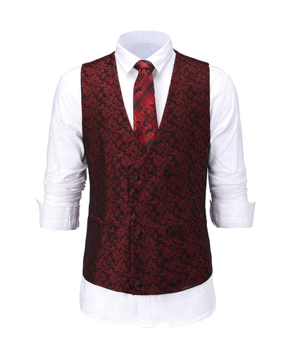 3 Pieces Men's Patterned Shawl Lapel Suit