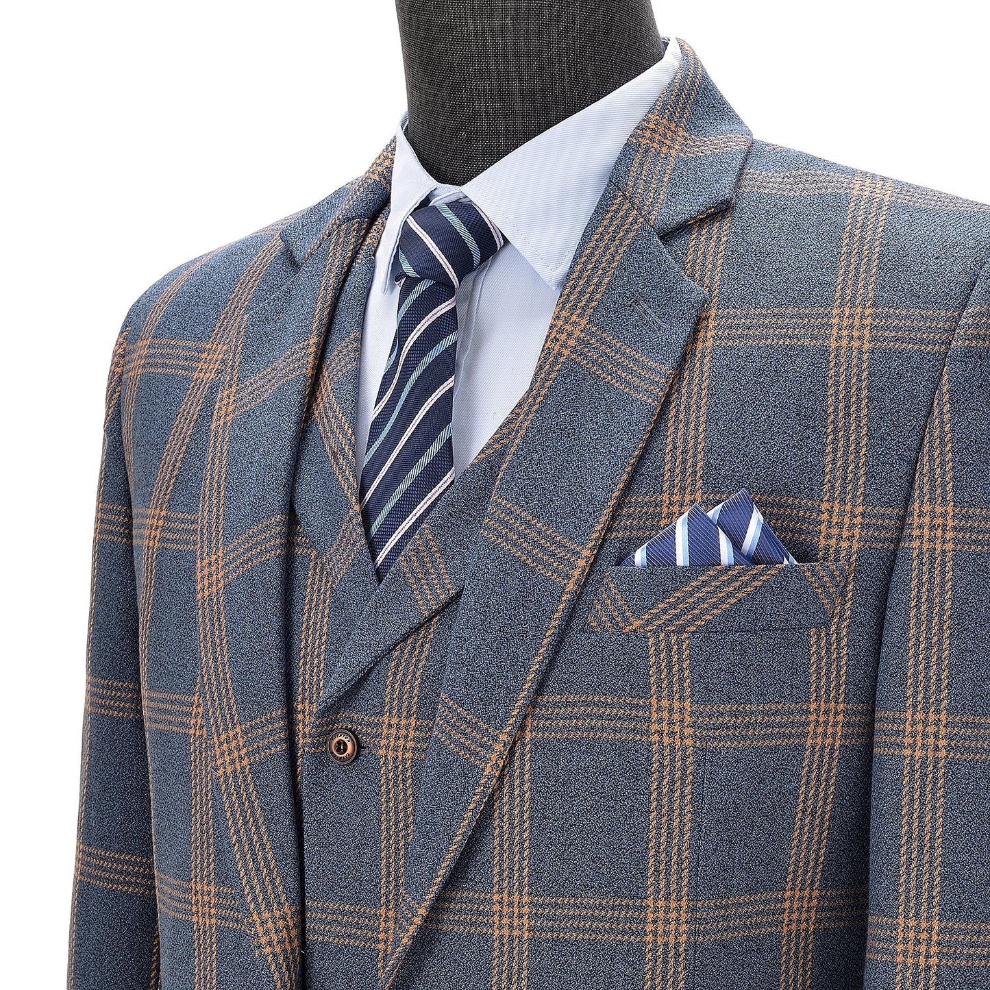 Formal Plaid 3 Pieces Men's Notch Lapel Suit