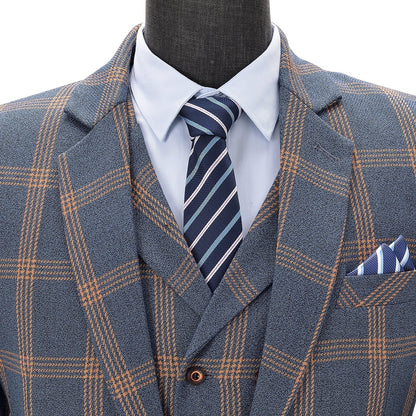 Formal Plaid 3 Pieces Men's Notch Lapel Suit