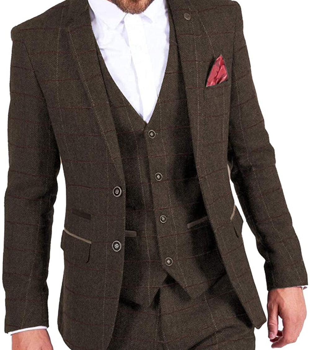 Formal Plaid 3 Pieces Men's Suit