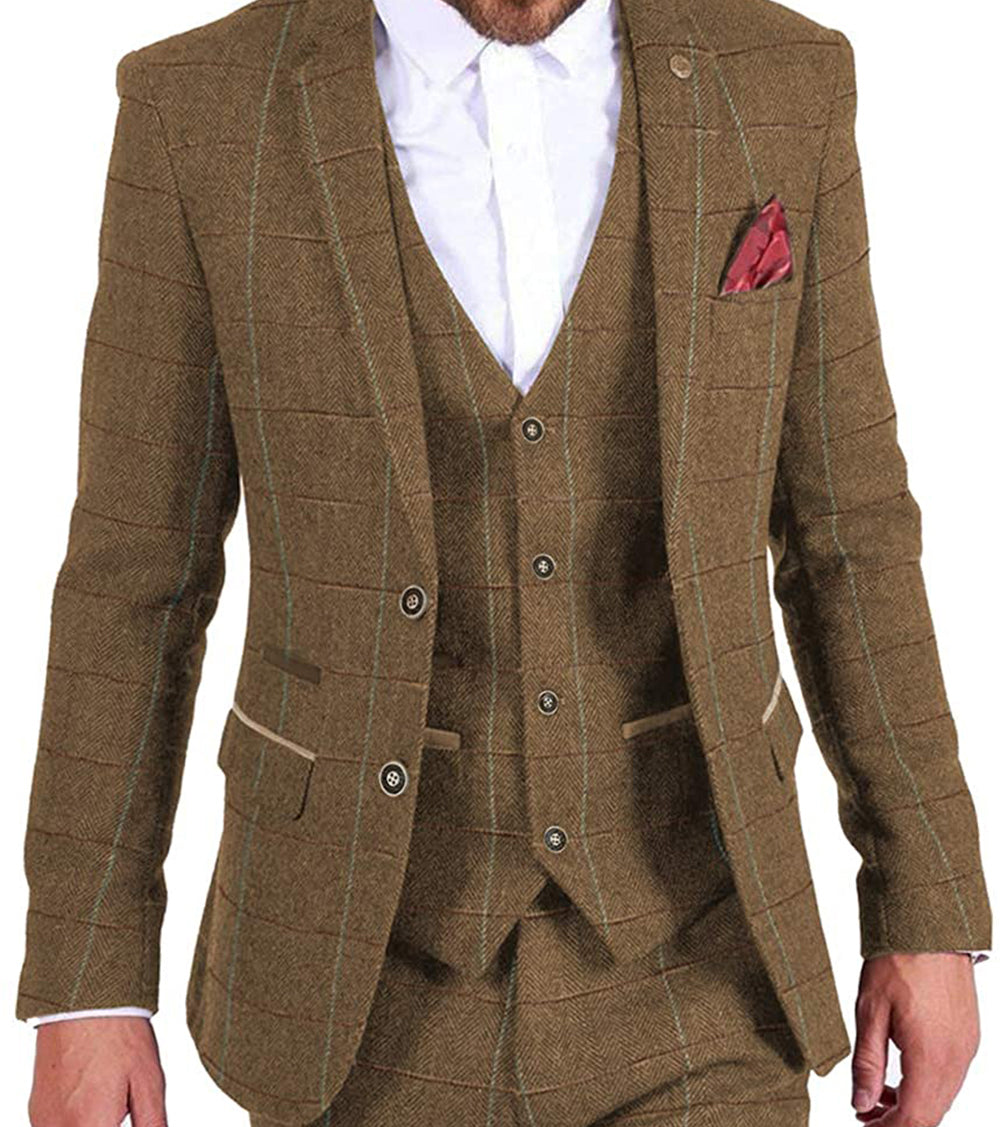 Formal Plaid 3 Pieces Men's Suit