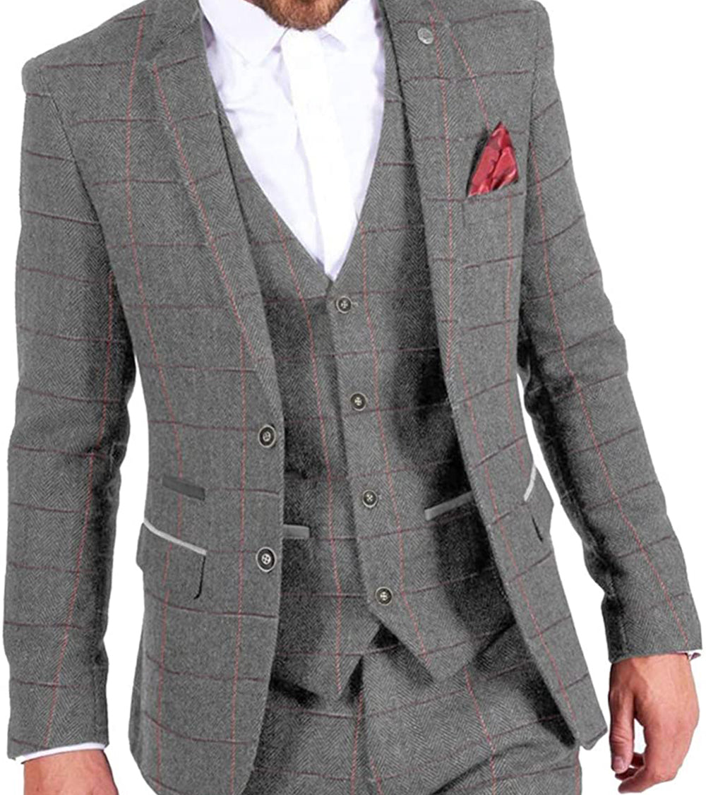 Formal Plaid 3 Pieces Men's Suit