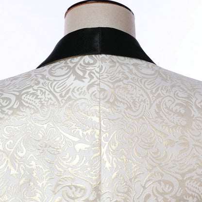 3 Pieces Men's Ivory Patterned Shawl Lapel Tuxedos