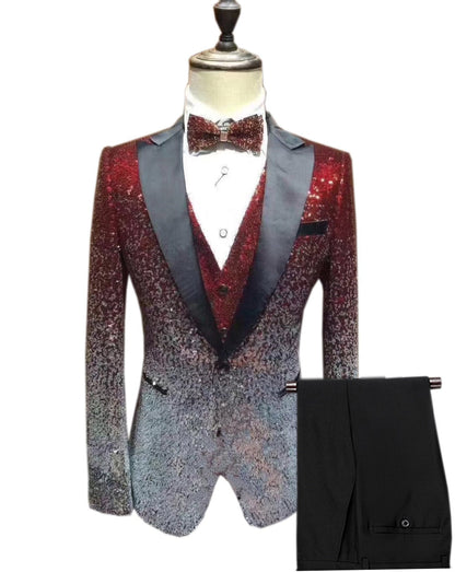 Men's Fashion Gradient Sequined Tuxedo