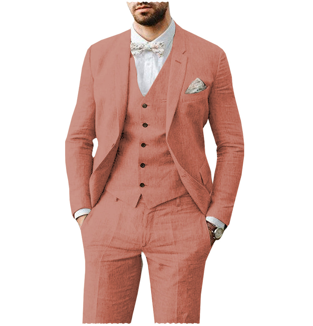 Men's 3 Pieces Notch Lapel Double Button Closure Suit