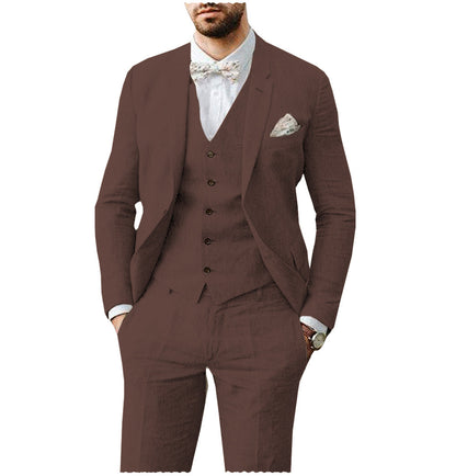 Men's 3 Pieces Notch Lapel Double Button Closure Suit