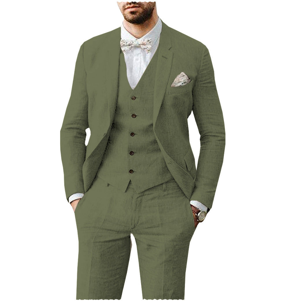 Men's 3 Pieces Notch Lapel Double Button Closure Suit