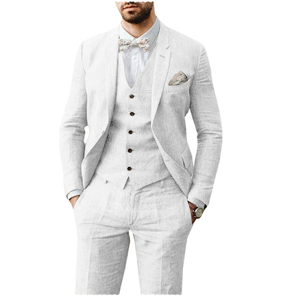 Men's 3 Pieces Notch Lapel Double Button Closure Suit