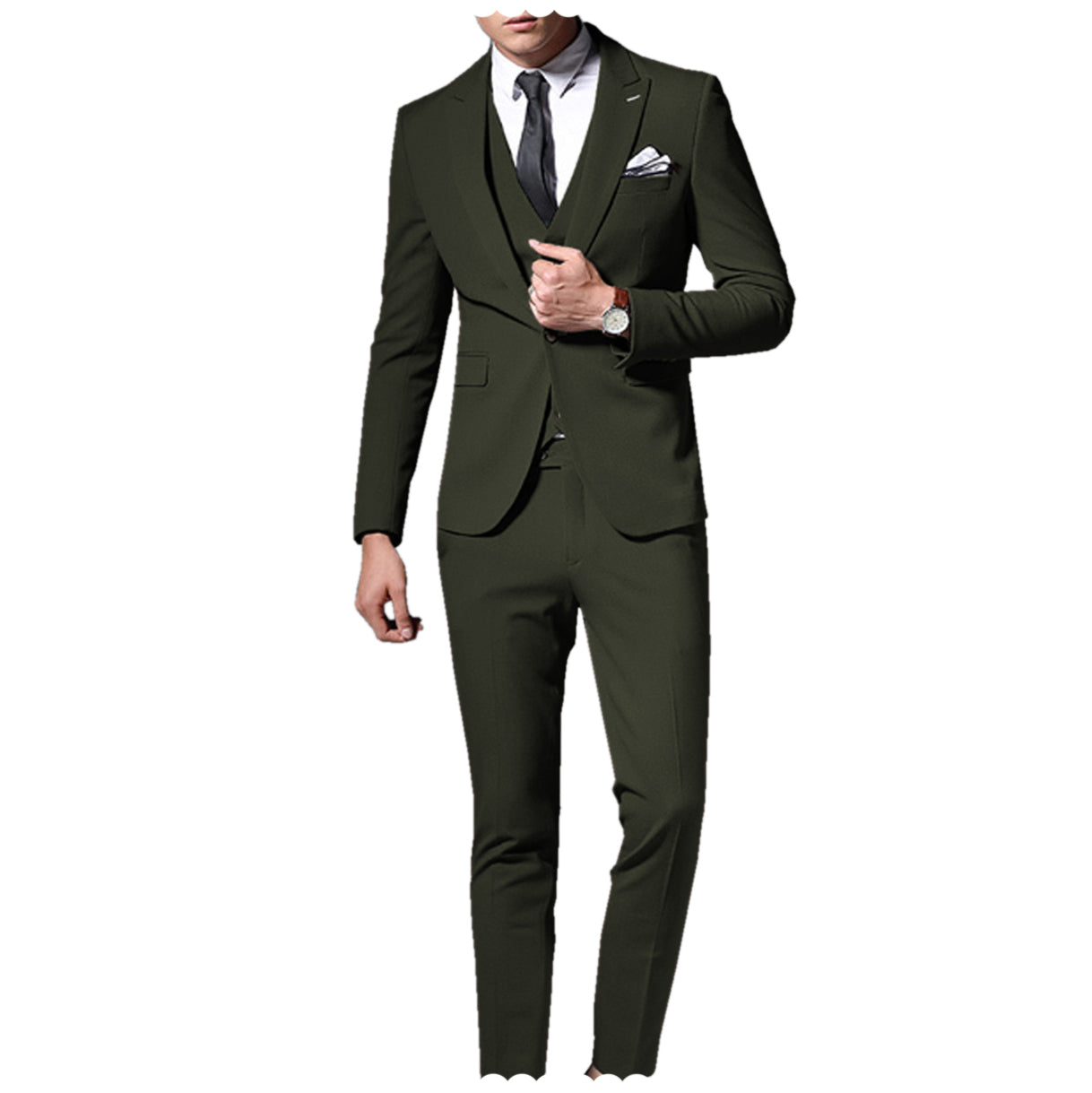 3 Pieces Peak Lapel Single Breasted Suit