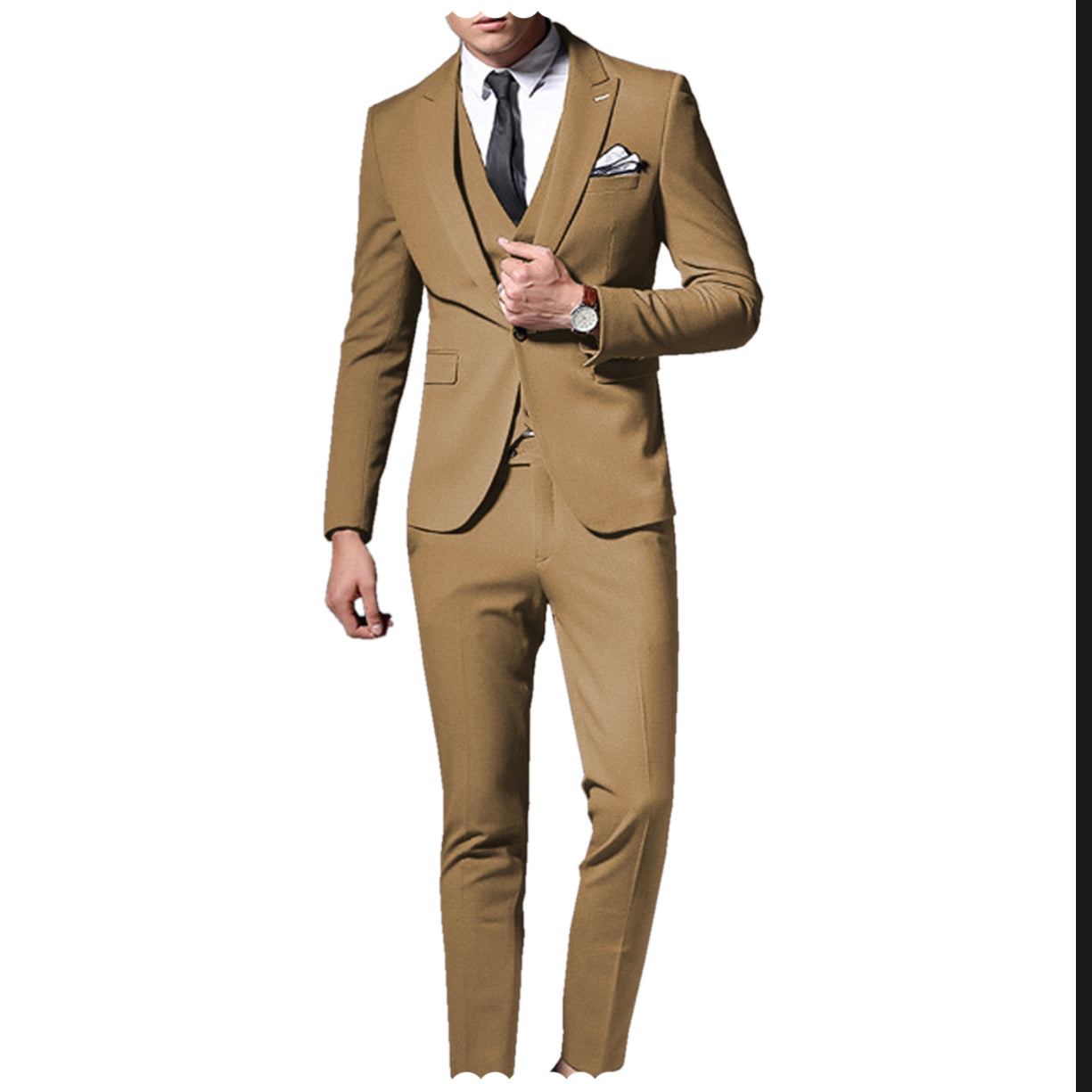 3 Pieces Peak Lapel Single Breasted Suit