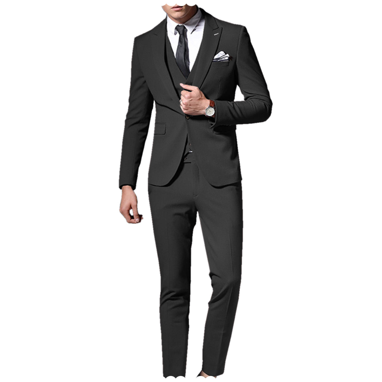 3 Pieces Peak Lapel Single Breasted Suit