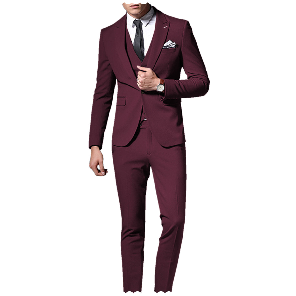 3 Pieces Peak Lapel Single Breasted Suit