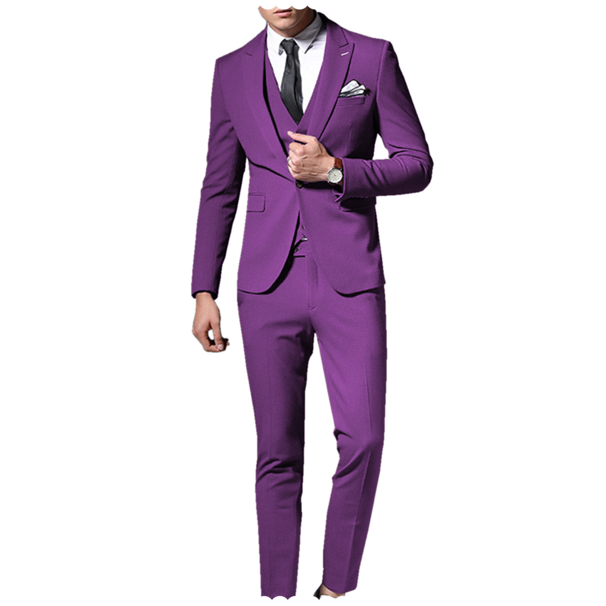 3 Pieces Peak Lapel Single Breasted Suit