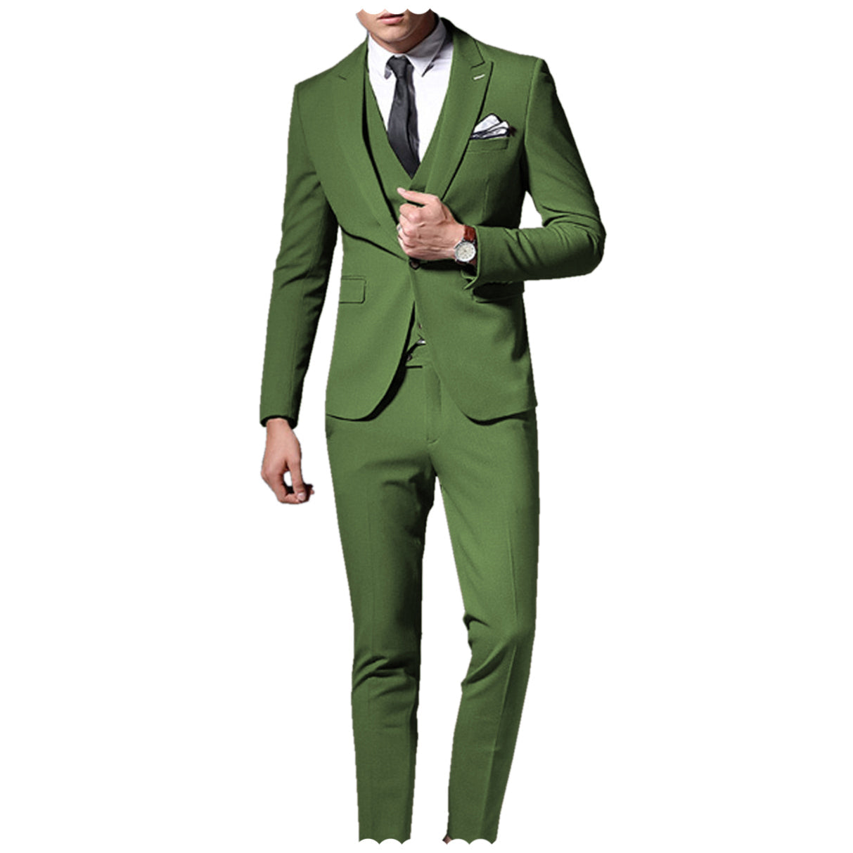 3 Pieces Peak Lapel Single Breasted Suit