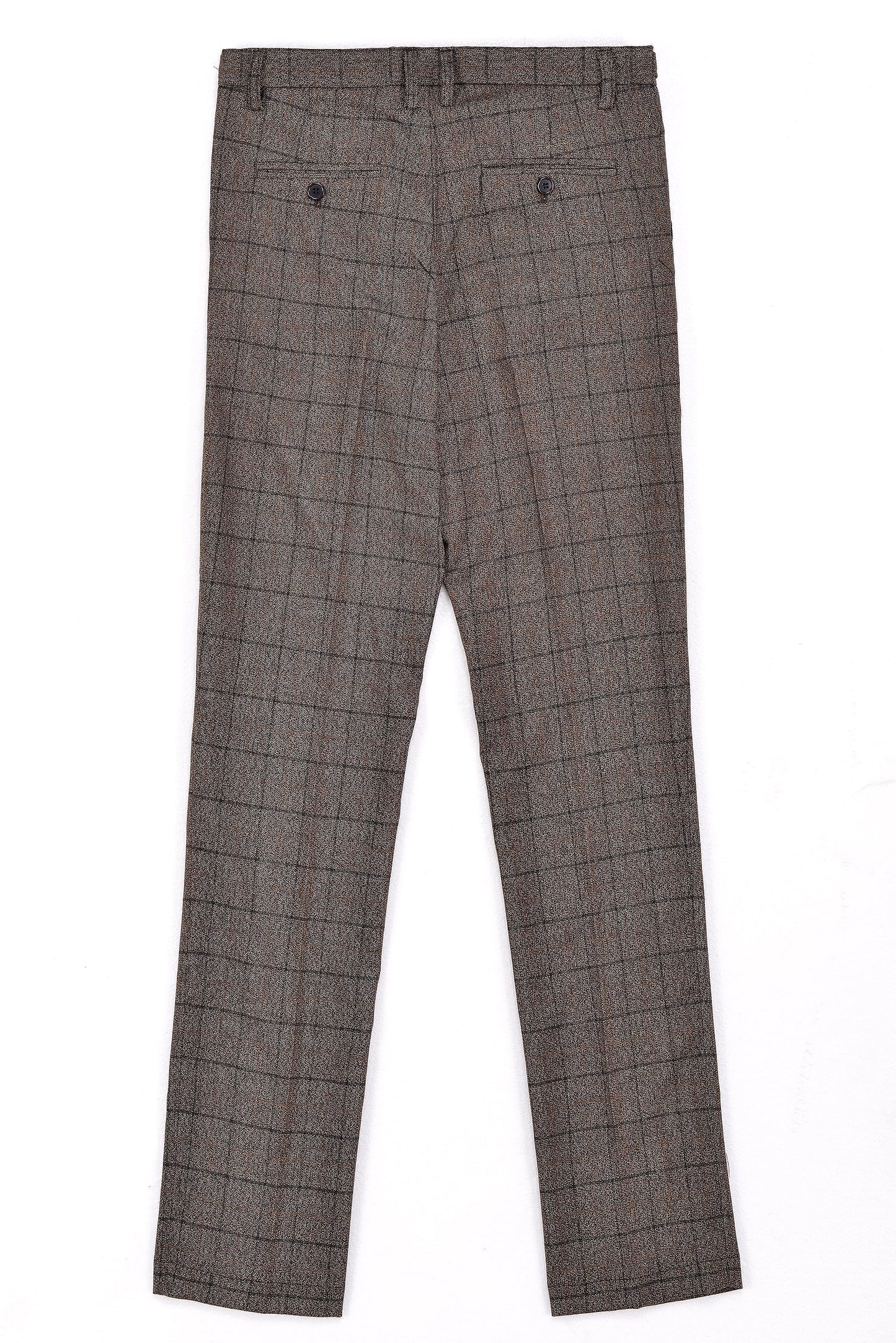 Notch Lapel Plaid 3 Pieces Men's Coffee Suit