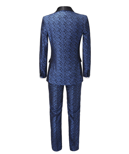 3 Pieces Men's Patterned Shawl Lapel Suit