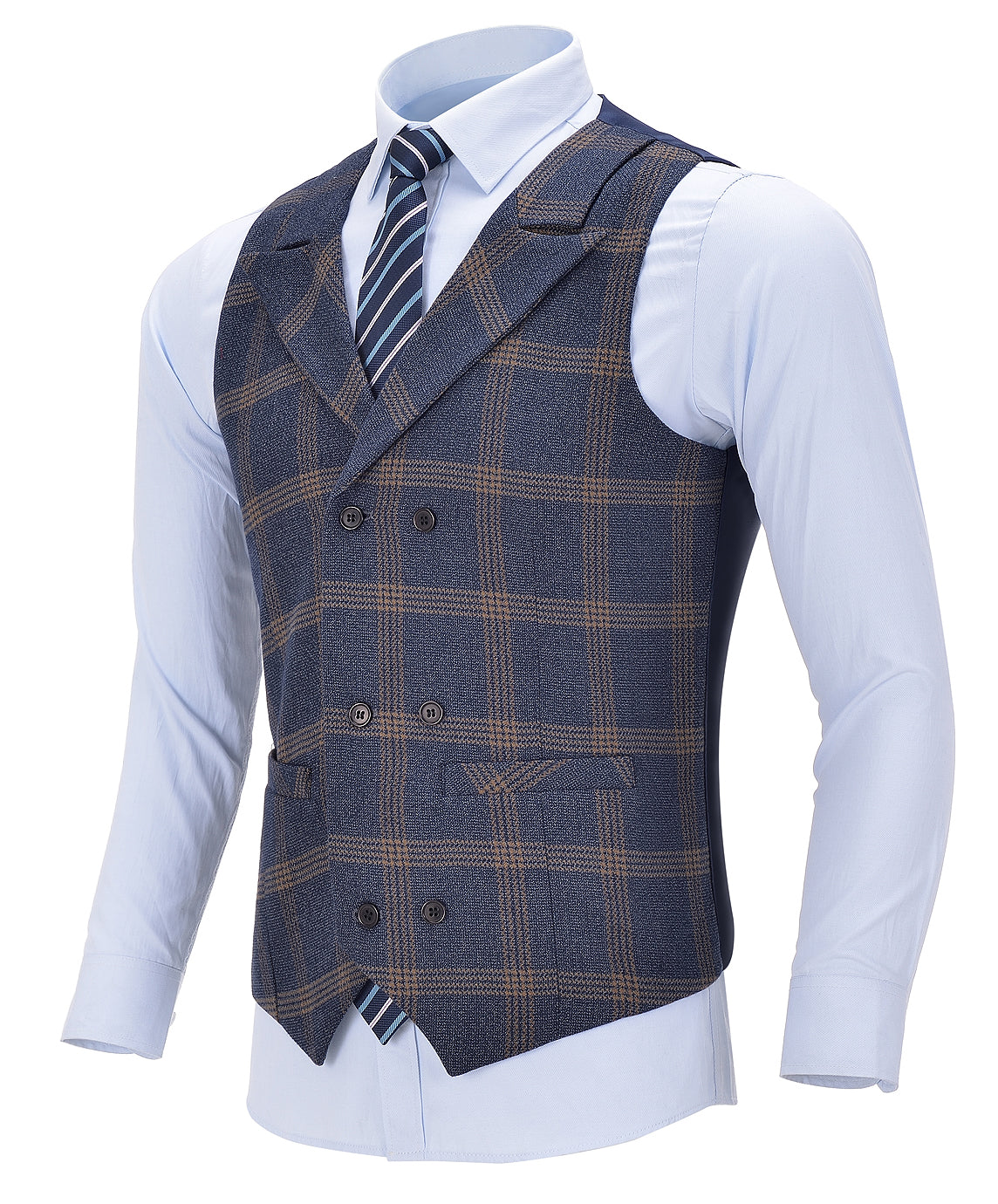 3 Pieces Men's Plaid Notch Lapel Suit