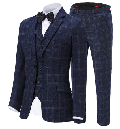 Plaid Notch Lapel 3 Pieces Men's Suit