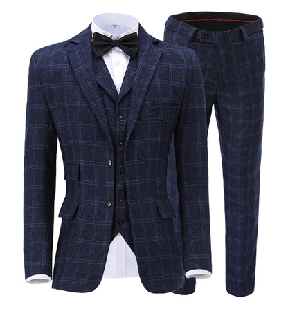 Plaid Notch Lapel 3 Pieces Men's Suit