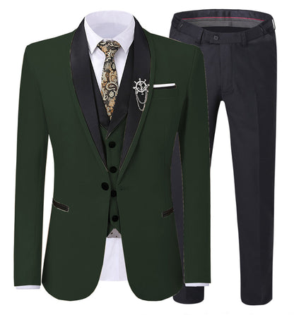 Formal Shawl Lapel 3 Pieces Mens Suit For Wedding (Blazer+vest+Pants)