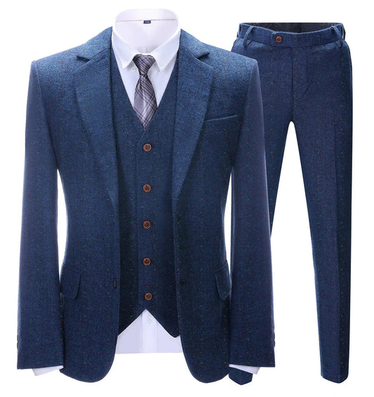 Men's 3 Pieces Classic Solid Royal Blue Suit