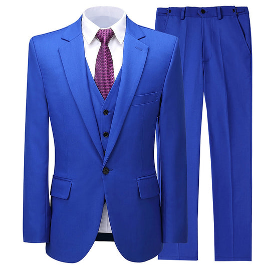 Business 3 Piece Men's Suit Flat Notch Lapel Wedding Tuxedos (Blazer + Vest + Pants)