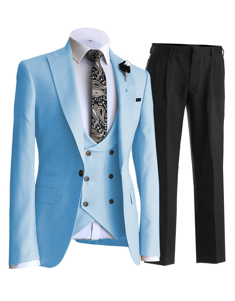 3 Pieces Men's Solid Slim Fit Tuxedos