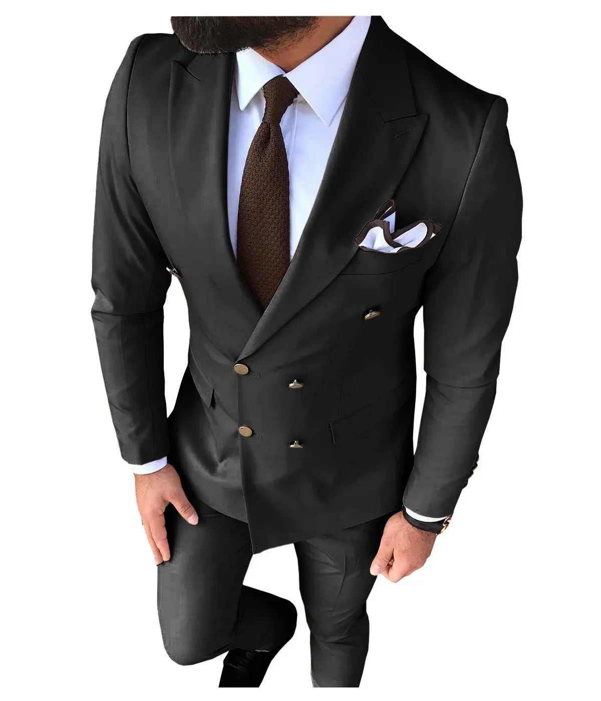 Formal 2 Pieces Mens Suit Flat Peak Lapel Tuxedos