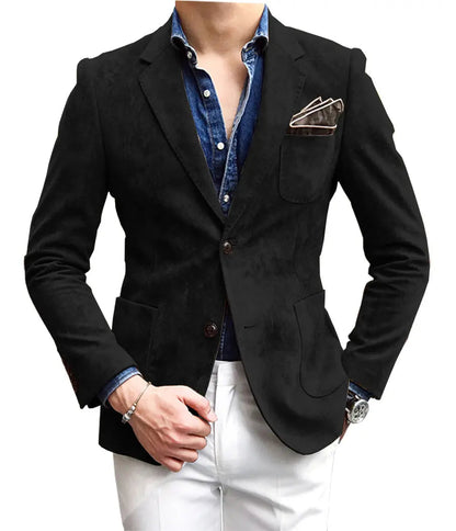 Casual Men's Fashion Suede  Blazer