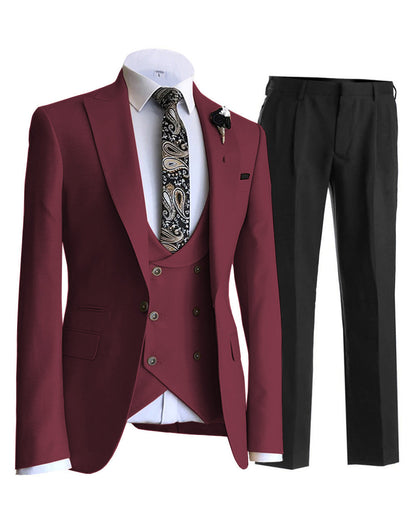 3 Pieces Men's Solid Slim Fit Tuxedos