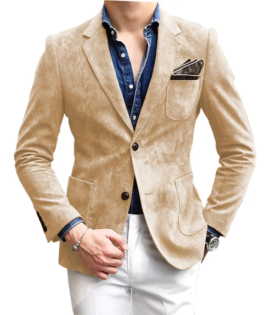 Casual Men's Fashion Suede  Blazer