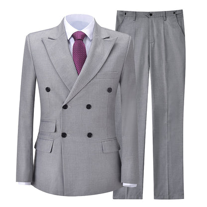 2 Piece Grey Double-Breasted Business Suit