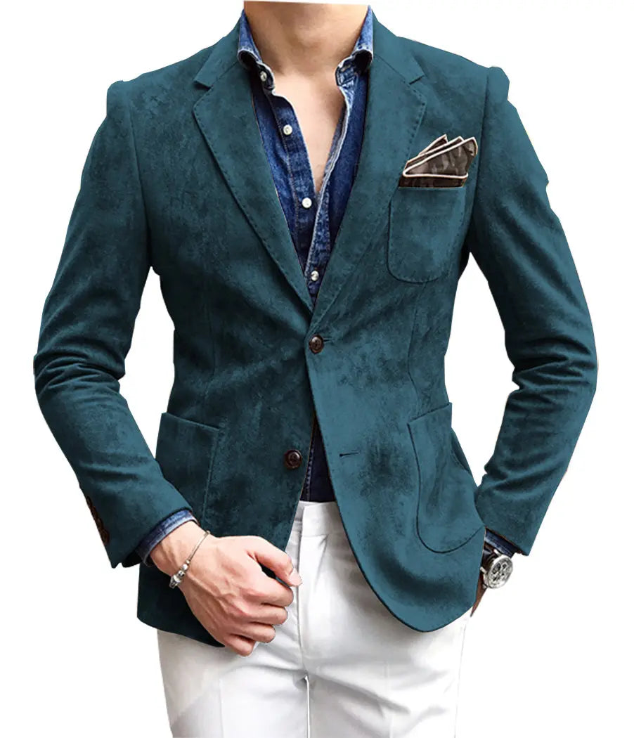 Casual Men's Fashion Suede  Blazer