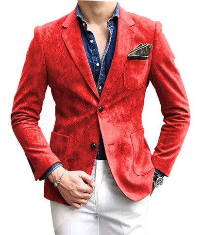 Casual Men's Fashion Suede  Blazer