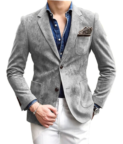 Casual Men's Fashion Suede  Blazer