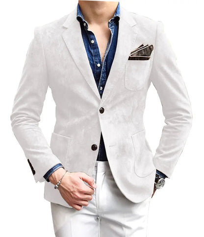 Casual Men's Fashion Suede  Blazer