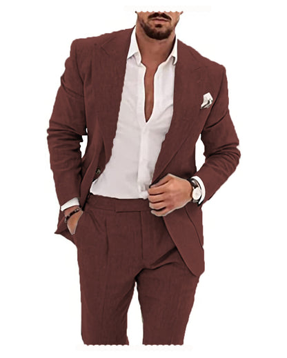 2 Pieces Casual Mens Suit Regular Fit Linen Suit