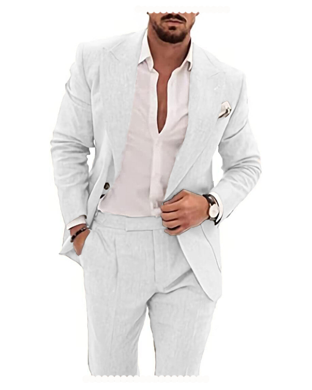 2 Pieces Casual Mens Suit Regular Fit Linen Suit