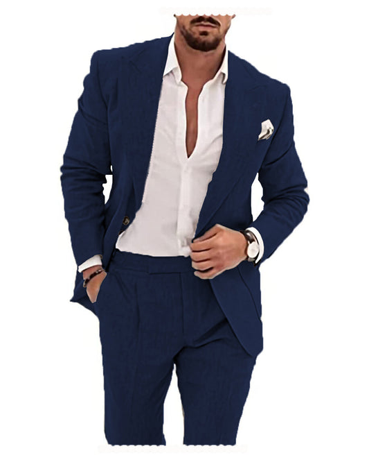 2 Pieces Casual Mens Suit Regular Fit Linen Suit