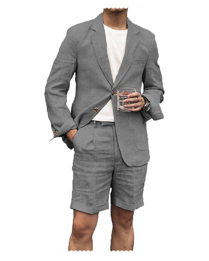 Men's Summer Double Buttons Short Suit 2 Piece