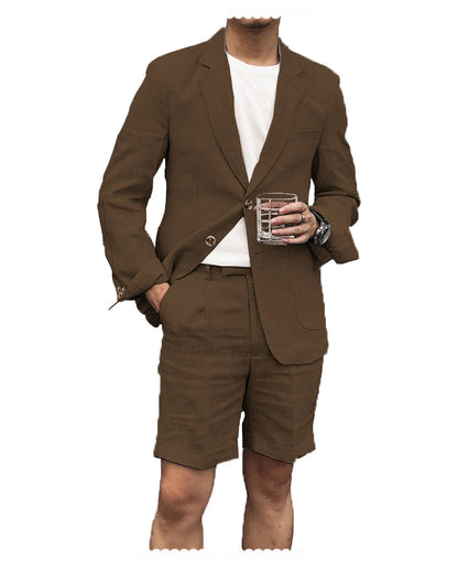 Men's Summer Double Buttons Short Suit 2 Piece