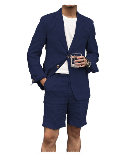 Men's Summer Double Buttons Short Suit 2 Piece