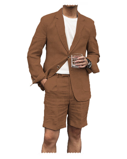 Men's Summer Double Buttons Short Suit 2 Piece