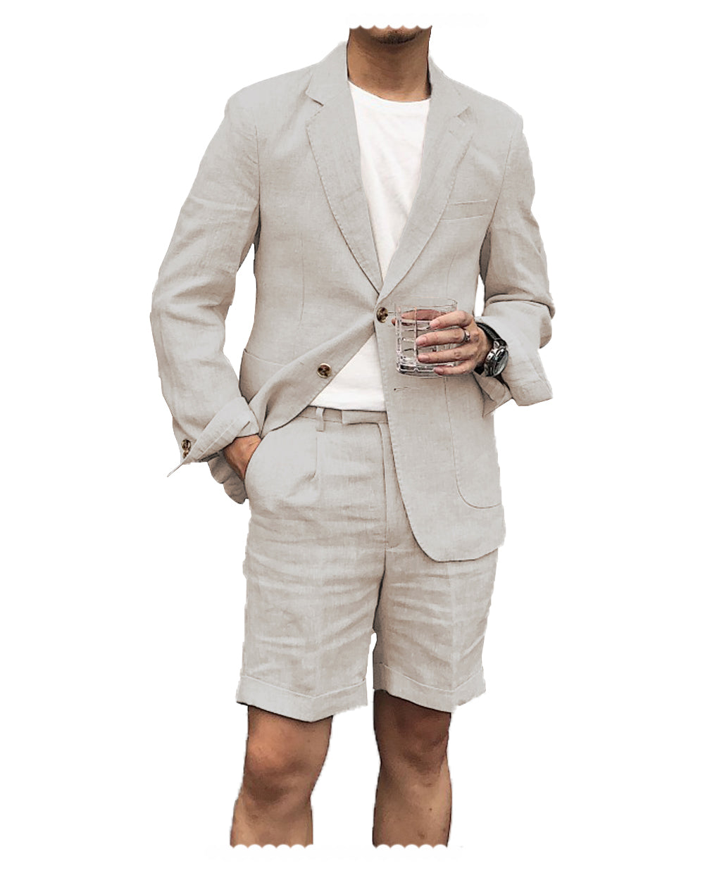 Men's Summer Double Buttons Short Suit 2 Piece